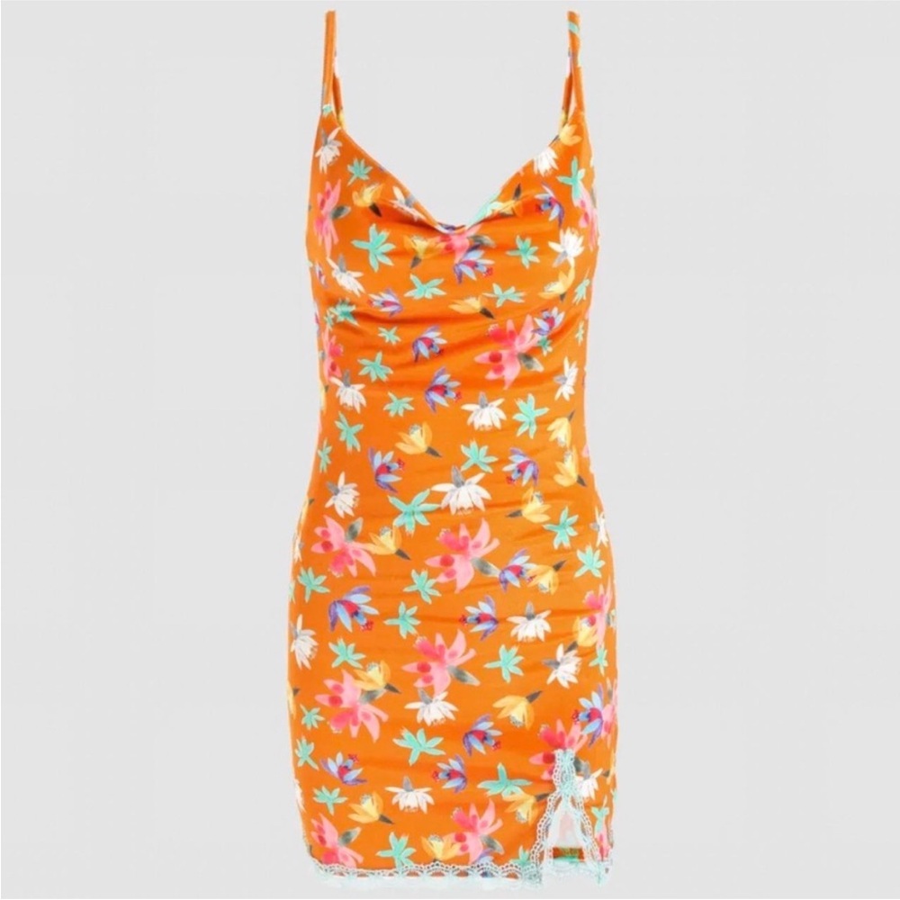 Cider Orange Floral Mini Dress